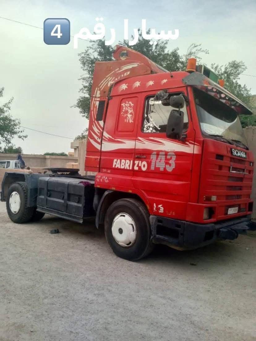 Buy and sell Transportation vehicles in Syria, a 96 Syrian Skania available, customs-cleared, a Skania flatbed truck available in Aleppo for sale