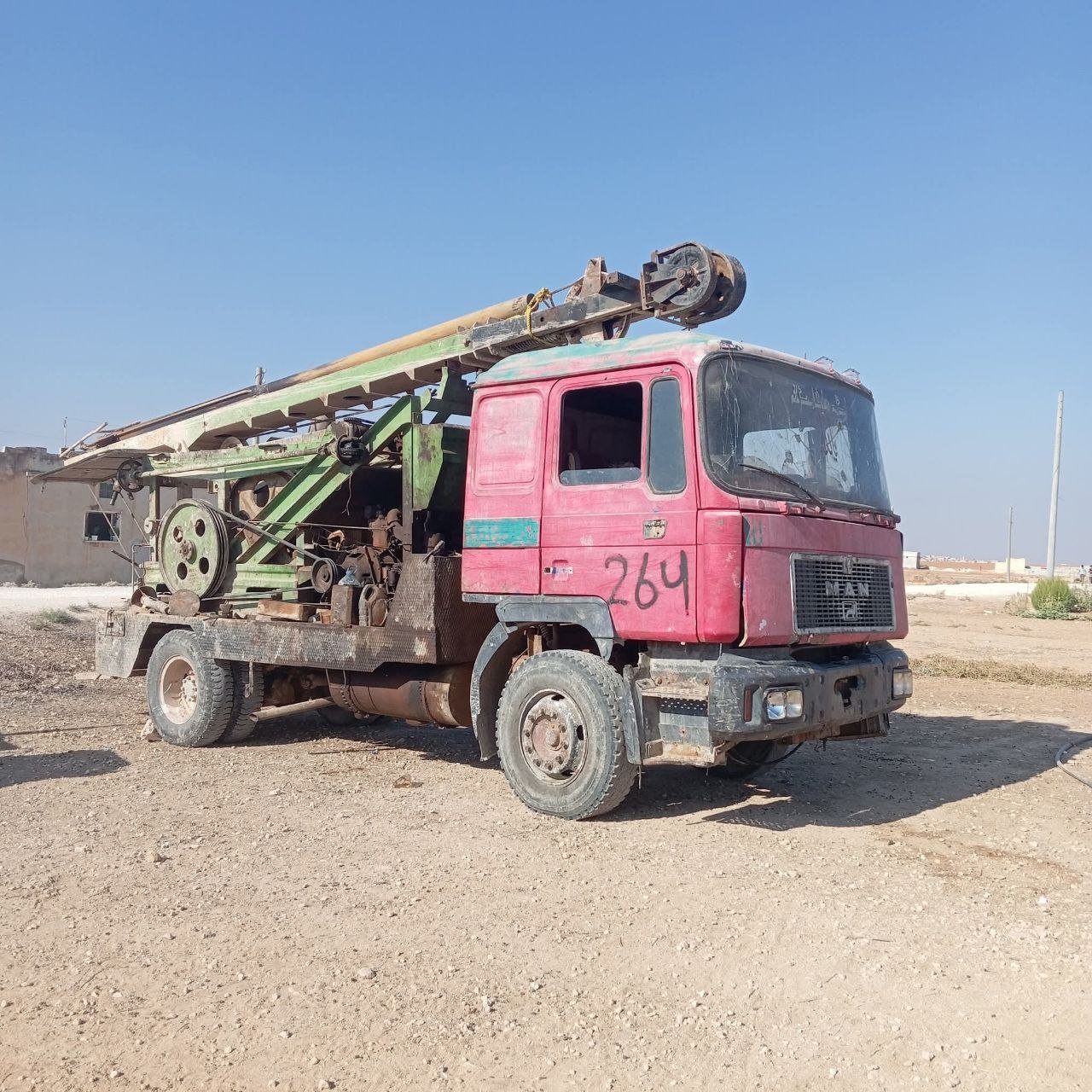 Excavator for sale in Syria, MAN 130 model 1990 located in Damascus, the best site for selling trucks and heavy equipment in Syria.